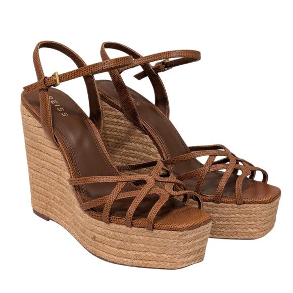 $320 Reiss Elle Espadrille Platform Wedge Sandals Women's Tan size US9.5 EU40 - Picture 4 of 10